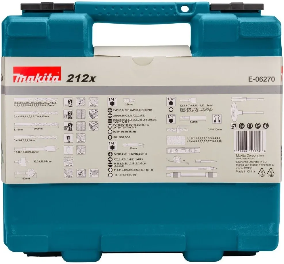 Набор принадлежностей Makita E-06270 212 предметов жесткий кейс - фото 6