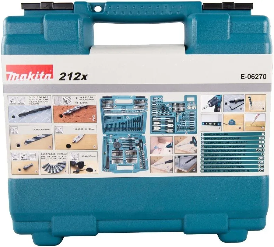 Набор принадлежностей Makita E-06270 212 предметов жесткий кейс - фото 7