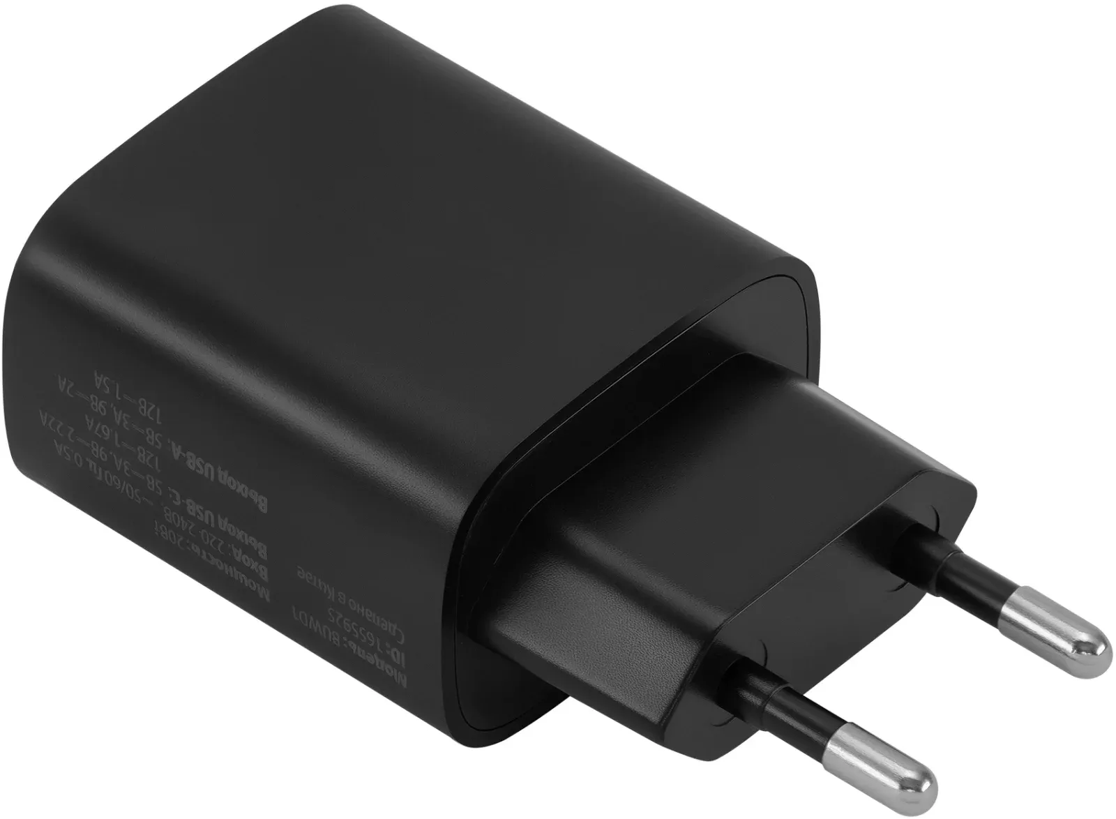 Сетевое зар./устр. Buro BUWD1 20W 3A PD+QC USB-C/USB-A универсальное черный BUWD18P110BK - фото 1