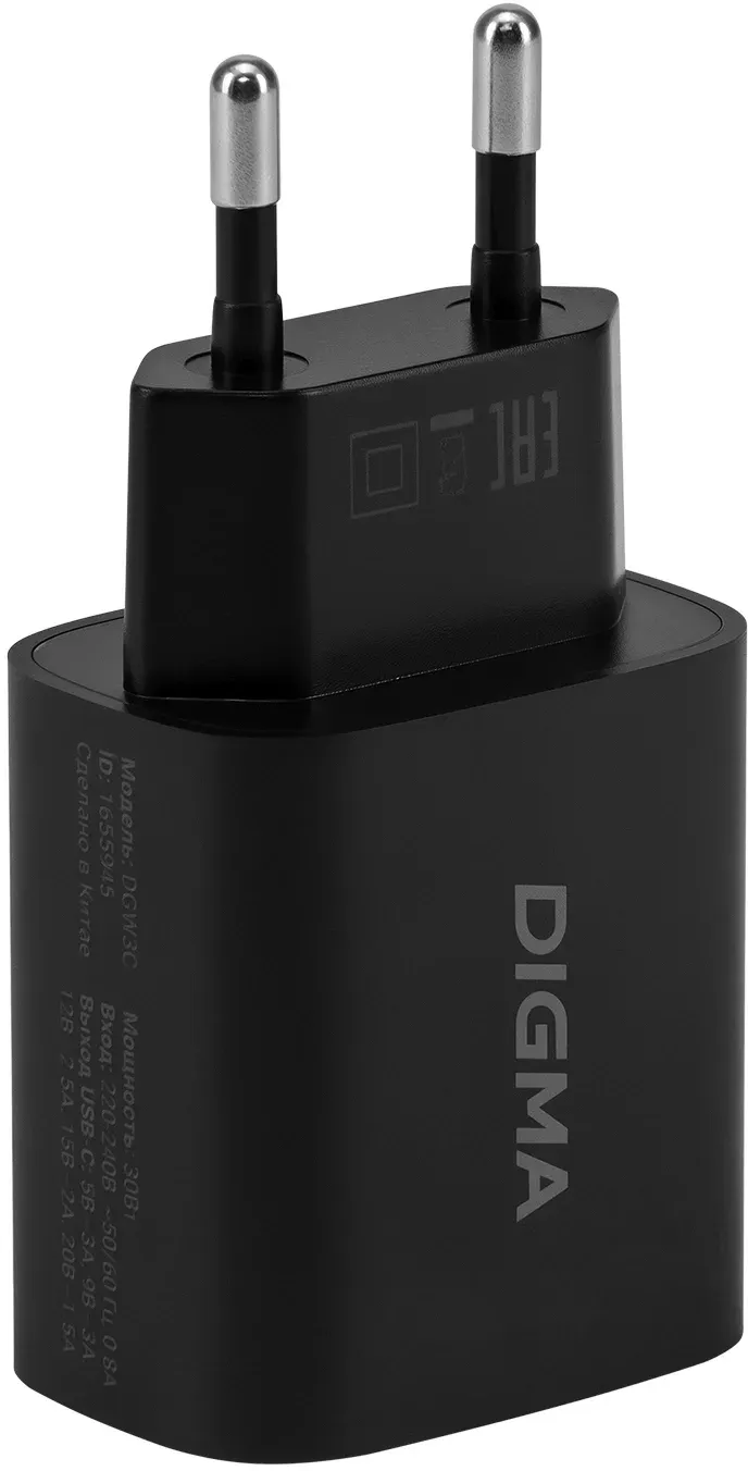 Сетевое зар./устр. Digma DGW3C 30W 3A PD USB-C универсальное черный DGW3C0F010BK - фото 3