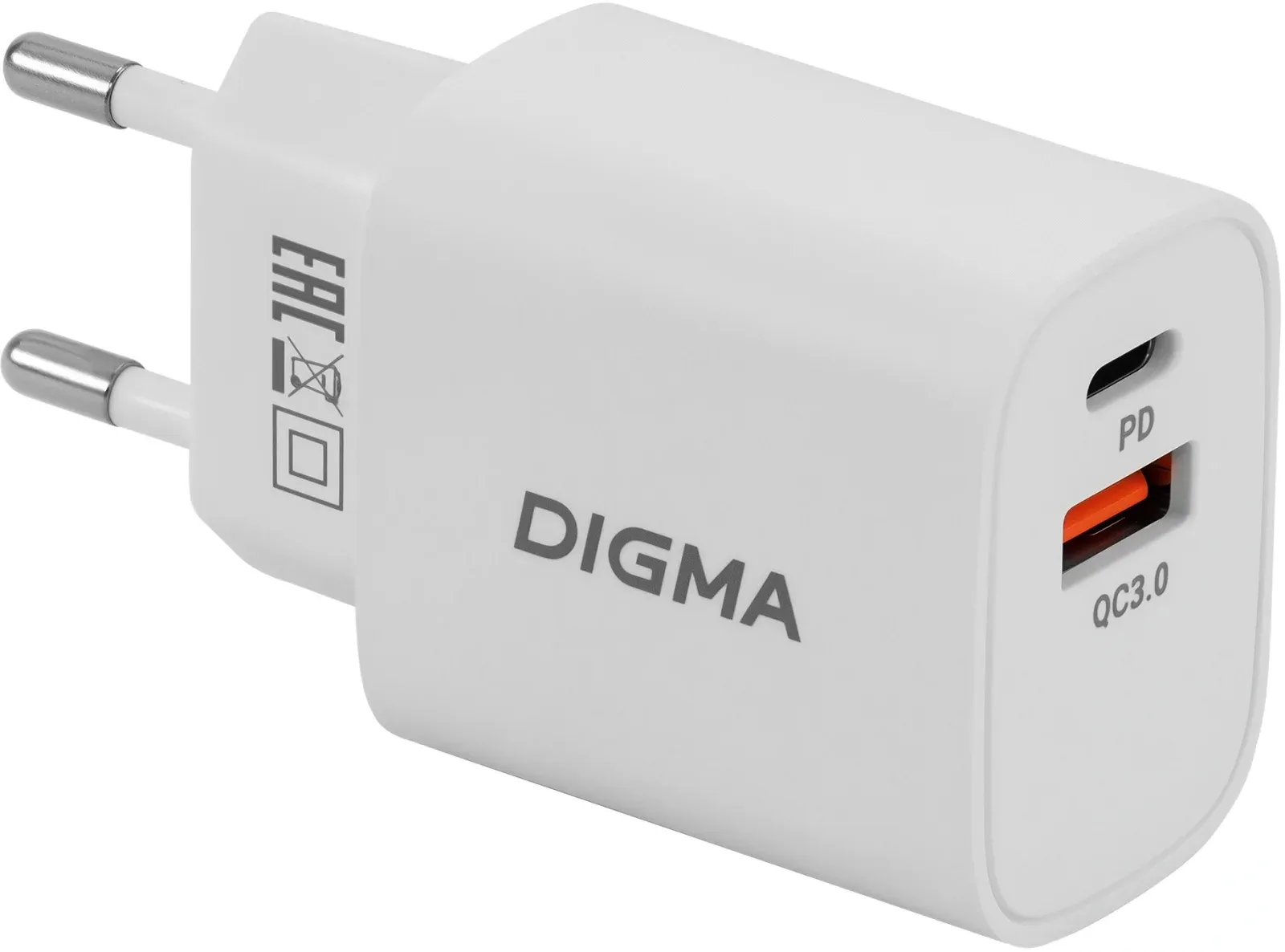 Сетевое зар./устр. Digma DGW3D 30W 3A PD+QC USB-C/USB-A универсальное белый DGW3D0F110WH - фото 4