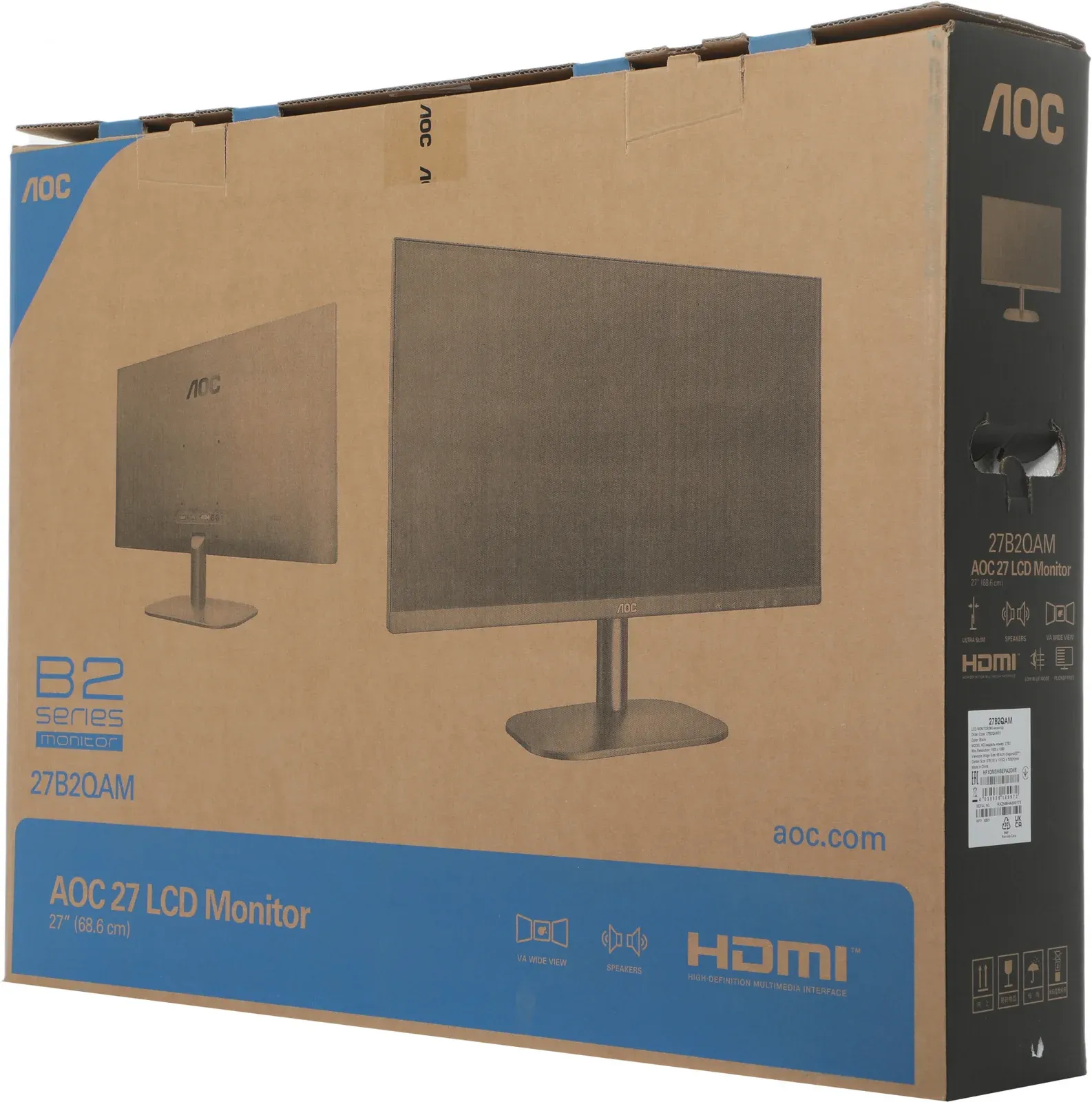 Монитор AOC 27 Value Line 27B2QAM черный VA LED 16:9 HDMI M/M матовая 250cd 178гр/178гр 1920x1080 75Hz VGA DP FHD 3.7кг - фото 6