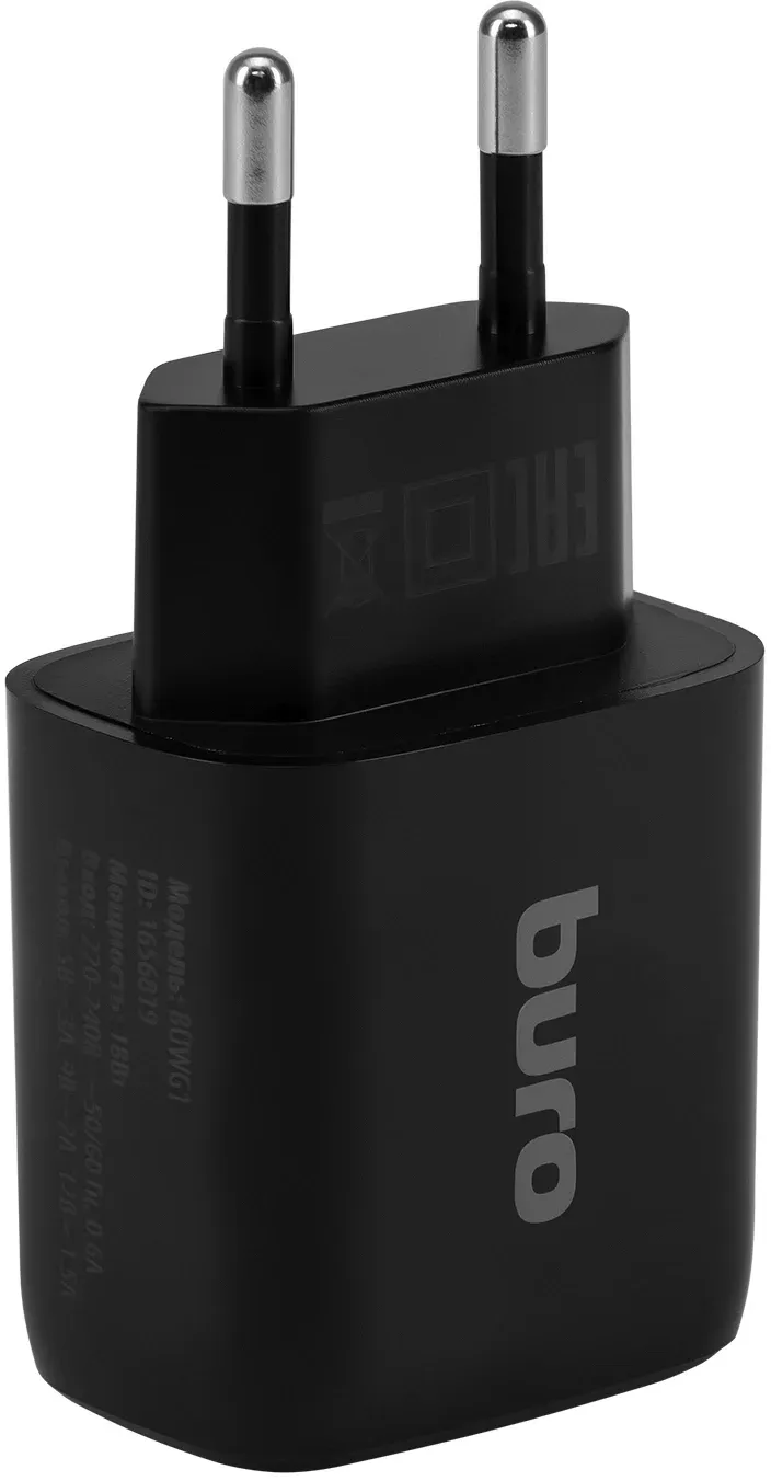 Сетевое зар./устр. Buro BUWG1 18W 3A QC USB-A универсальное черный BUWG18P100BK - фото 3