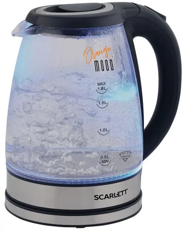 Чайник электрический Scarlett SC-EK27G36 1.8л. 1800Вт черный/серебристый корпус: стекло/пластик - фото 8