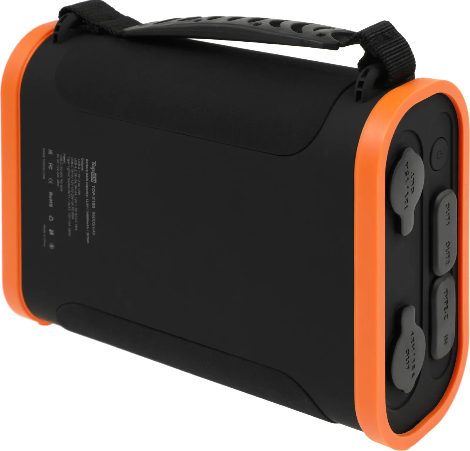 Электростанция портативная TopON TOP-X100 96000mAh 3A QC3.0 3xUSB черный/оранжевый чехол в комплекте 102705 - фото 7