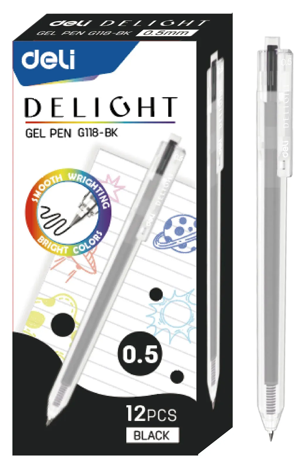 Гелевые ручки DELI EG118-BK - фото 3