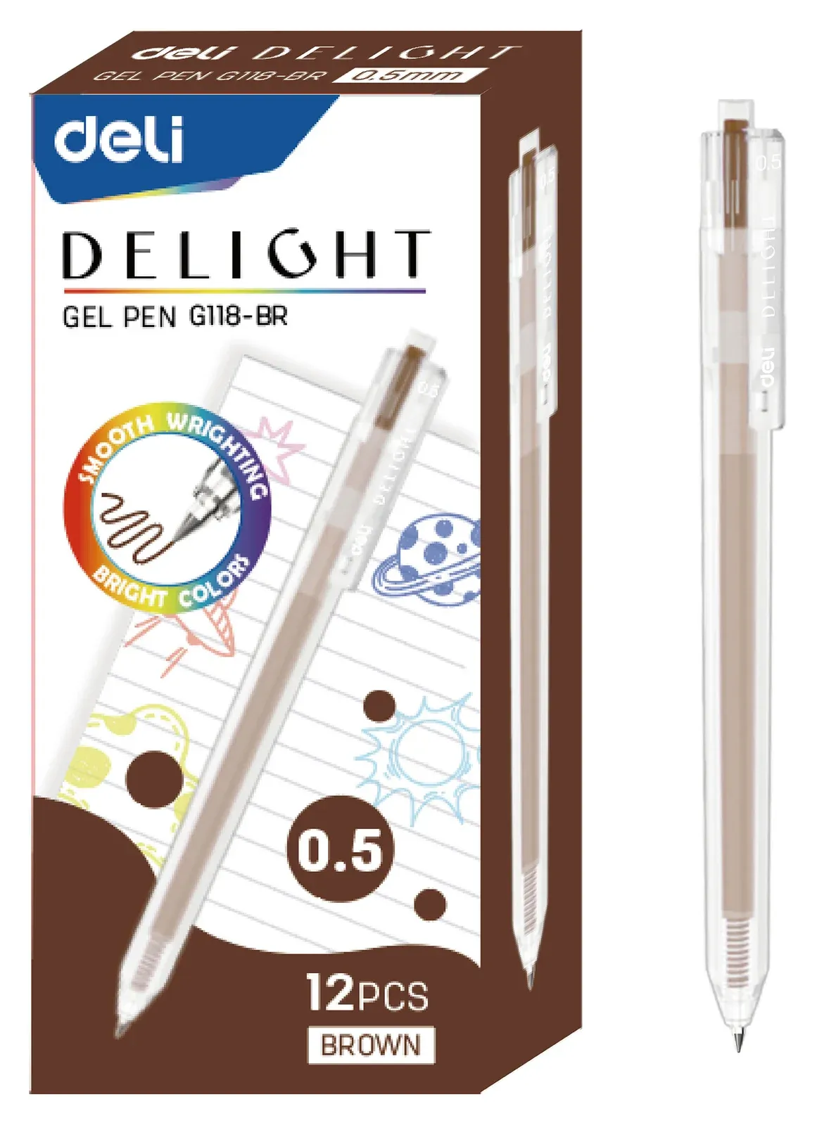 Гелевые ручки DELI EG118-BR - фото 1