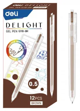 Ручка гелев. автоматическая Deli Delight EG118-BR прозрачный корич. черн. линия 0.5мм - фото 2