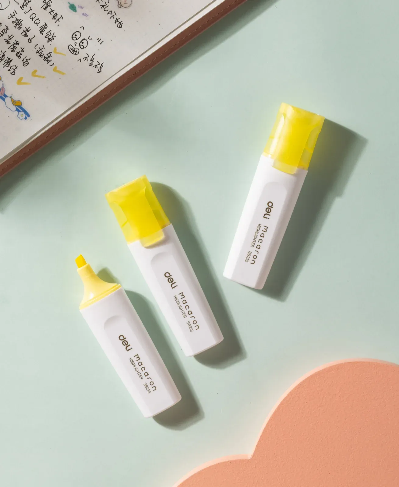 Текстовыделитель Deli ES621Syellow Macaron скошенный пиш. наконечник 1-5мм желтый - фото 3