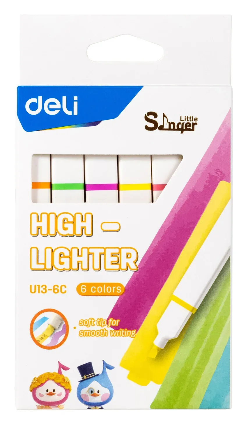 Набор текстовыделителей Deli EU13-6C Little Sinnger скошенный пиш. наконечник 1-4мм 6цв. коробка с европодвесом 6шт. - фото 7