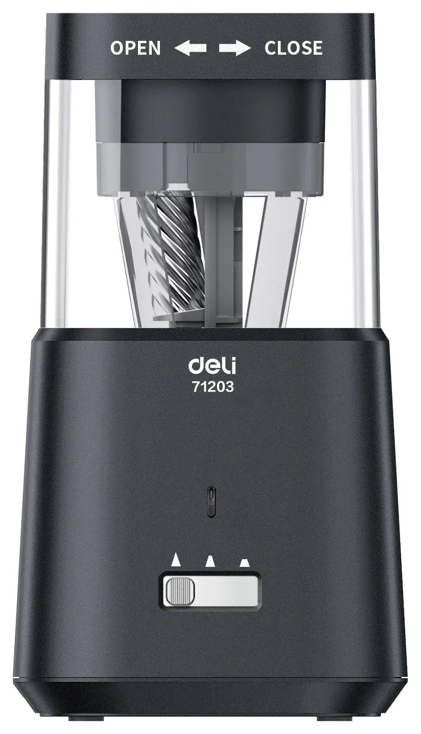 Точилка для карандашей электрическая Deli E71203-GY 1 отверстие пластик темно-серый батарея - фото 6
