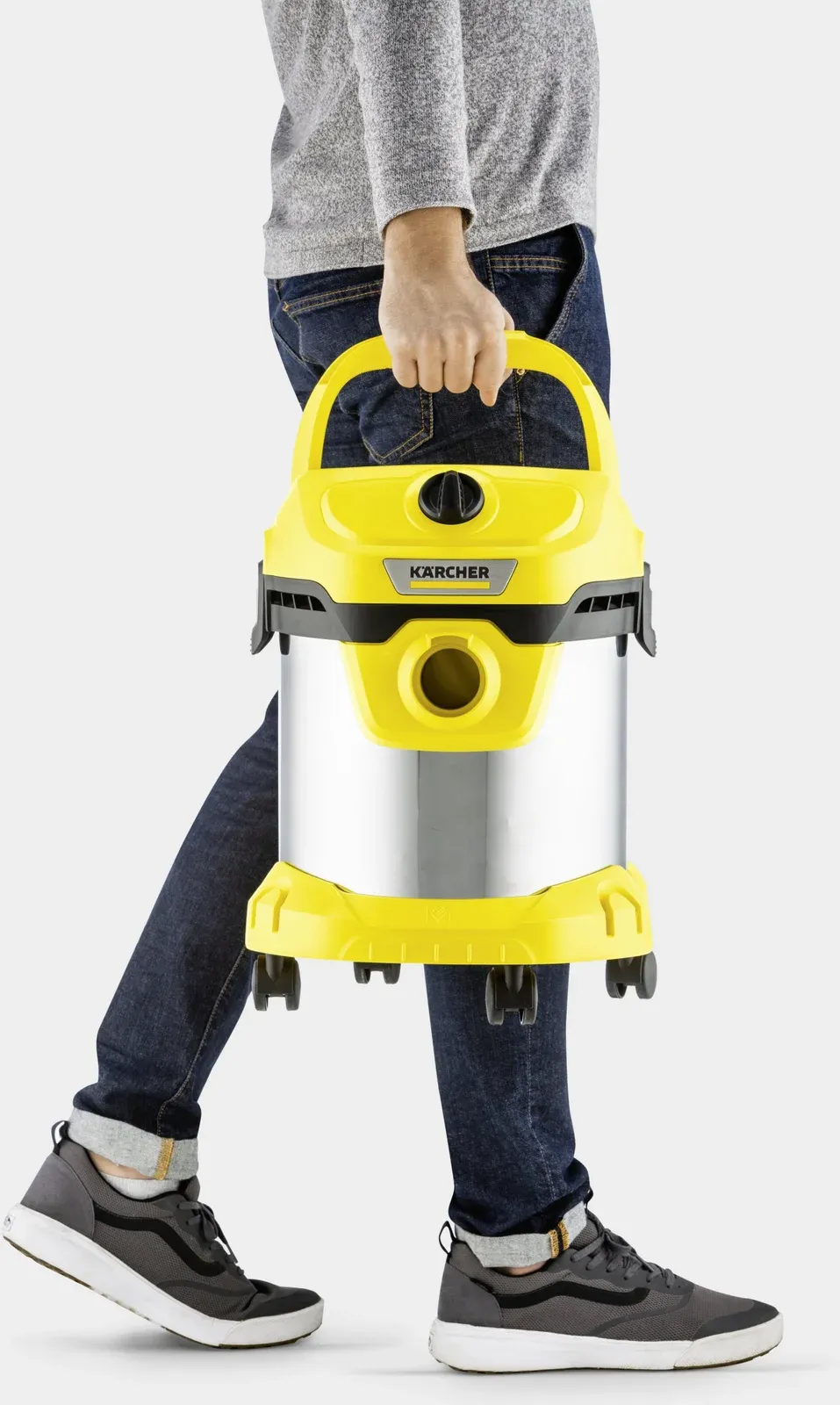 Строительный пылесос Karcher WD 2 Plus S V-15/4/18 1000Вт уборка: сухая/влажная/выдув/сбор воды желтый - фото 3