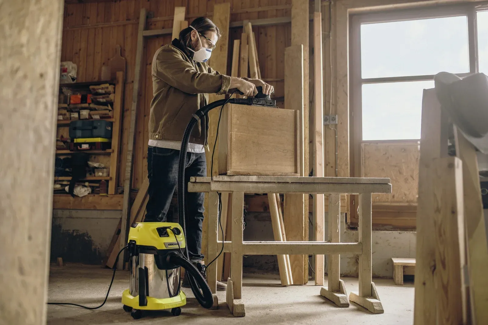 Строительный пылесос Karcher WD 3 P S V-17/4/20 1000Вт уборка: сухая/влажная/выдув/сбор воды желтый - фото 2