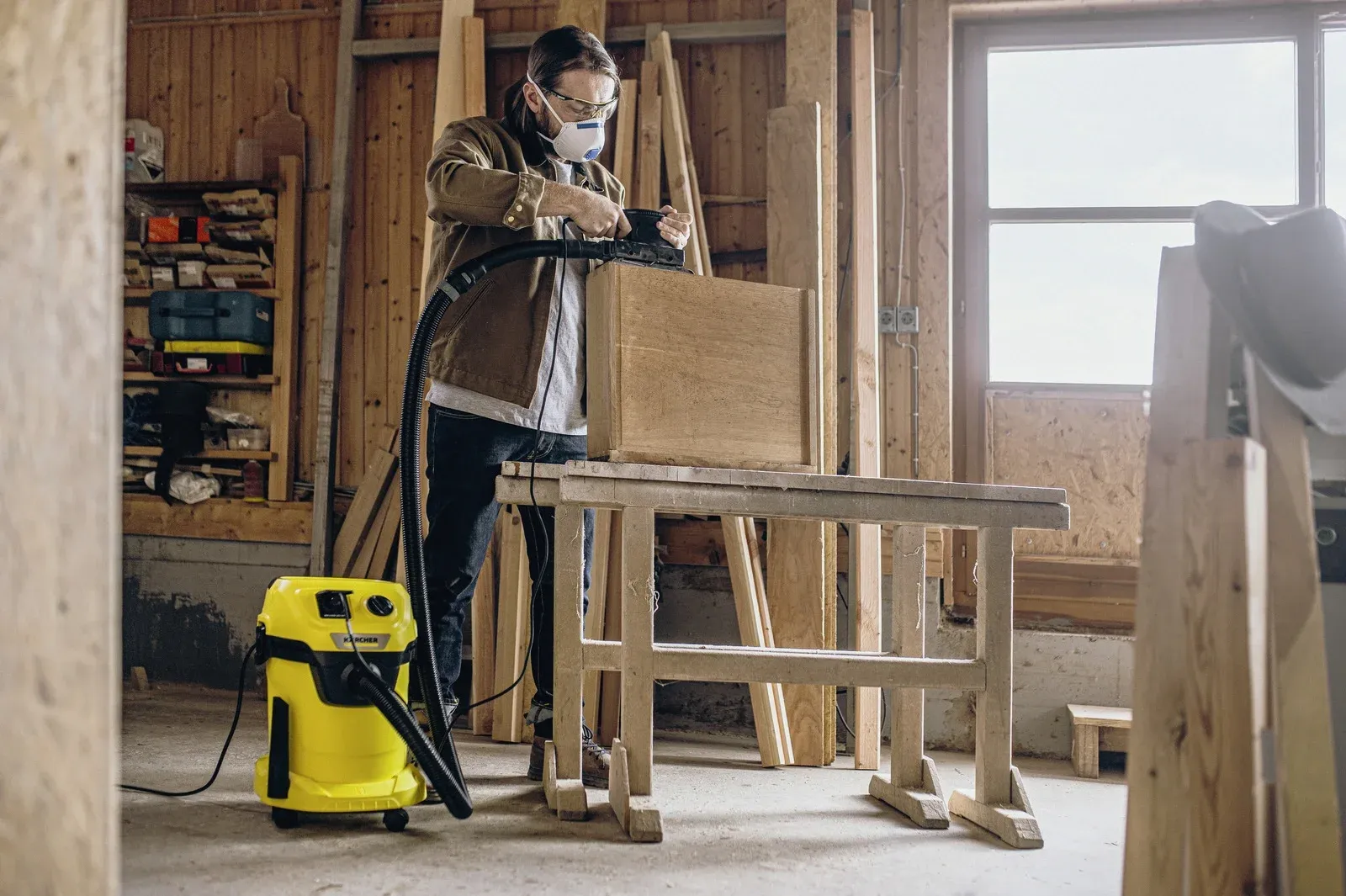 Строительный пылесос Karcher WD 3 P V-17/4/20 1000Вт уборка: сухая/сбор воды/выдув желтый - фото 2