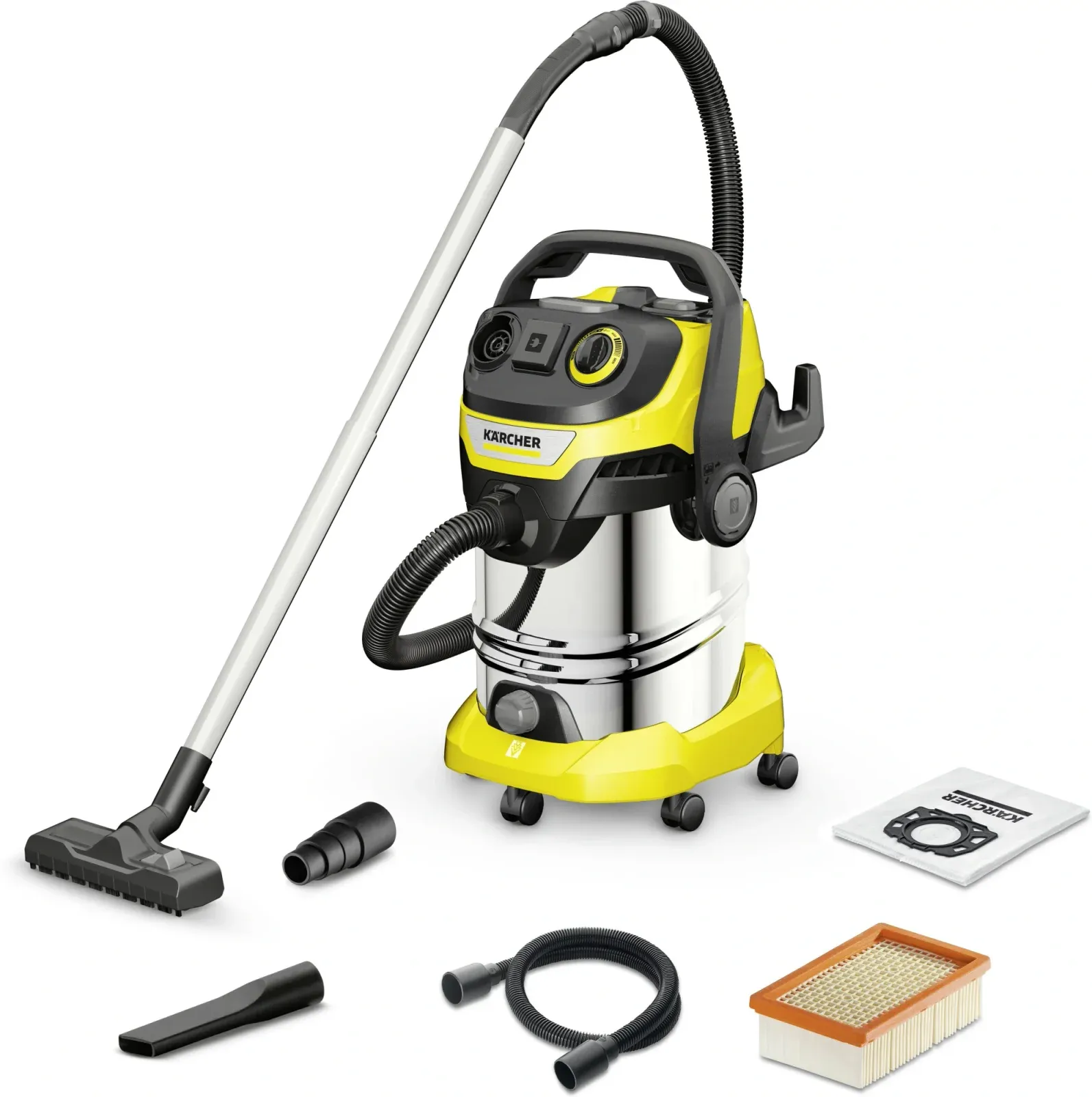 Строительный пылесос Karcher WD 6 P S V-30/6/22/T 1300Вт уборка: сухая/влажная/выдув/сбор воды желтый - фото 1