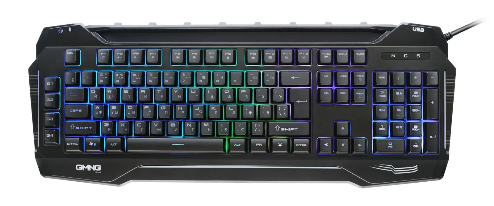 Клавиатура GMNG 975GK черный USB Multimedia for gamer LED 1677429 кабель 1.8м - фото 1