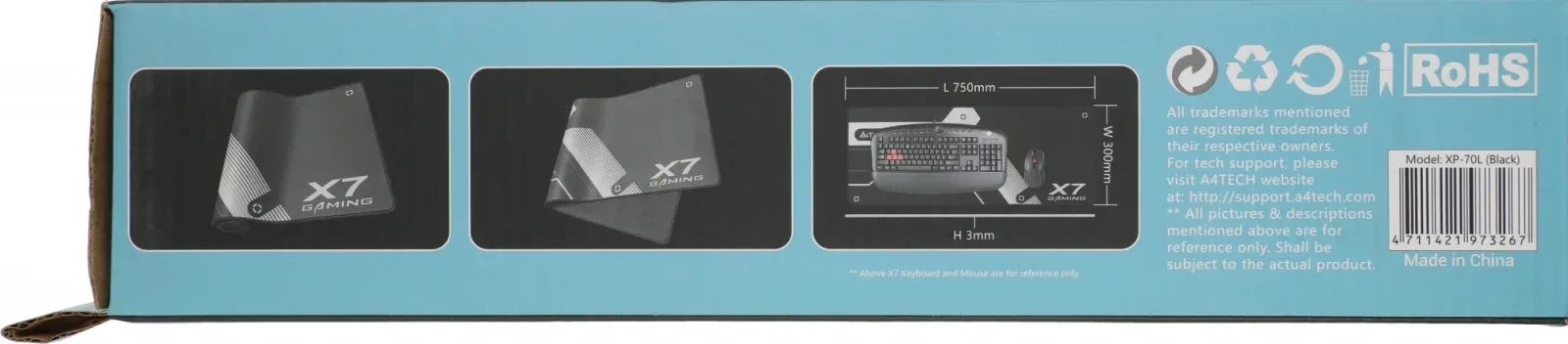 Коврик для мыши A4Tech X7 Pad XP-70L Большой черный/рисунок 750x300x3мм, Large - фото 5