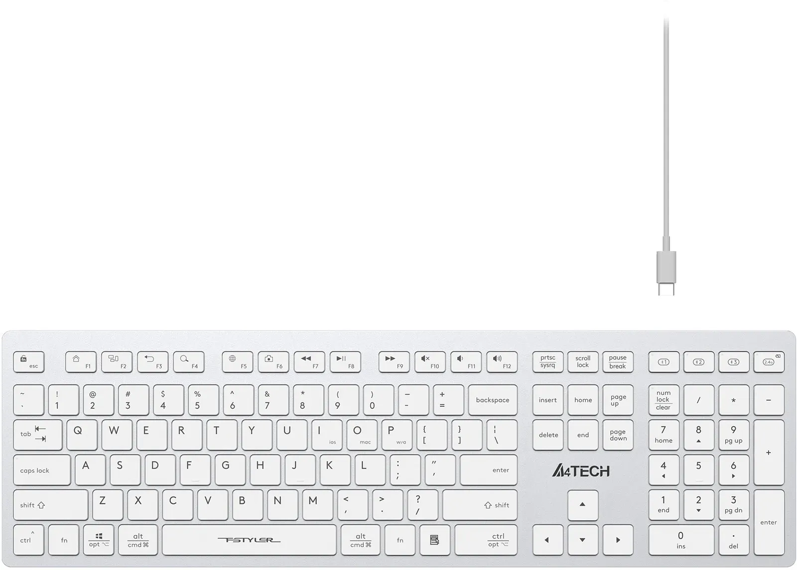 Клавиатуры A4TECH FBX50C белый - фото 3