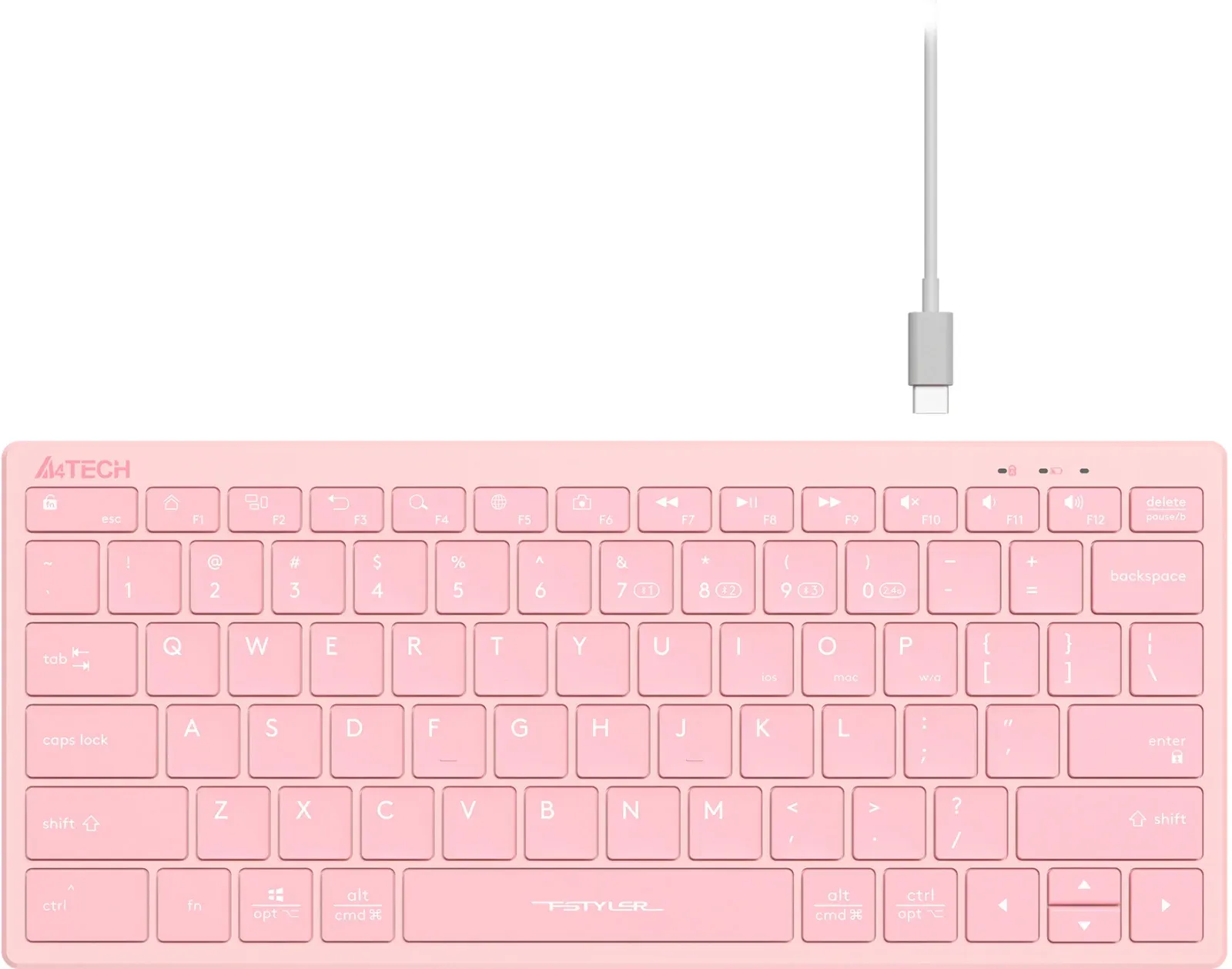 Клавиатура A4Tech FBX51C розовый USB беспроводная BT/Radio slim Multimedia FBX51C PINK - фото 2
