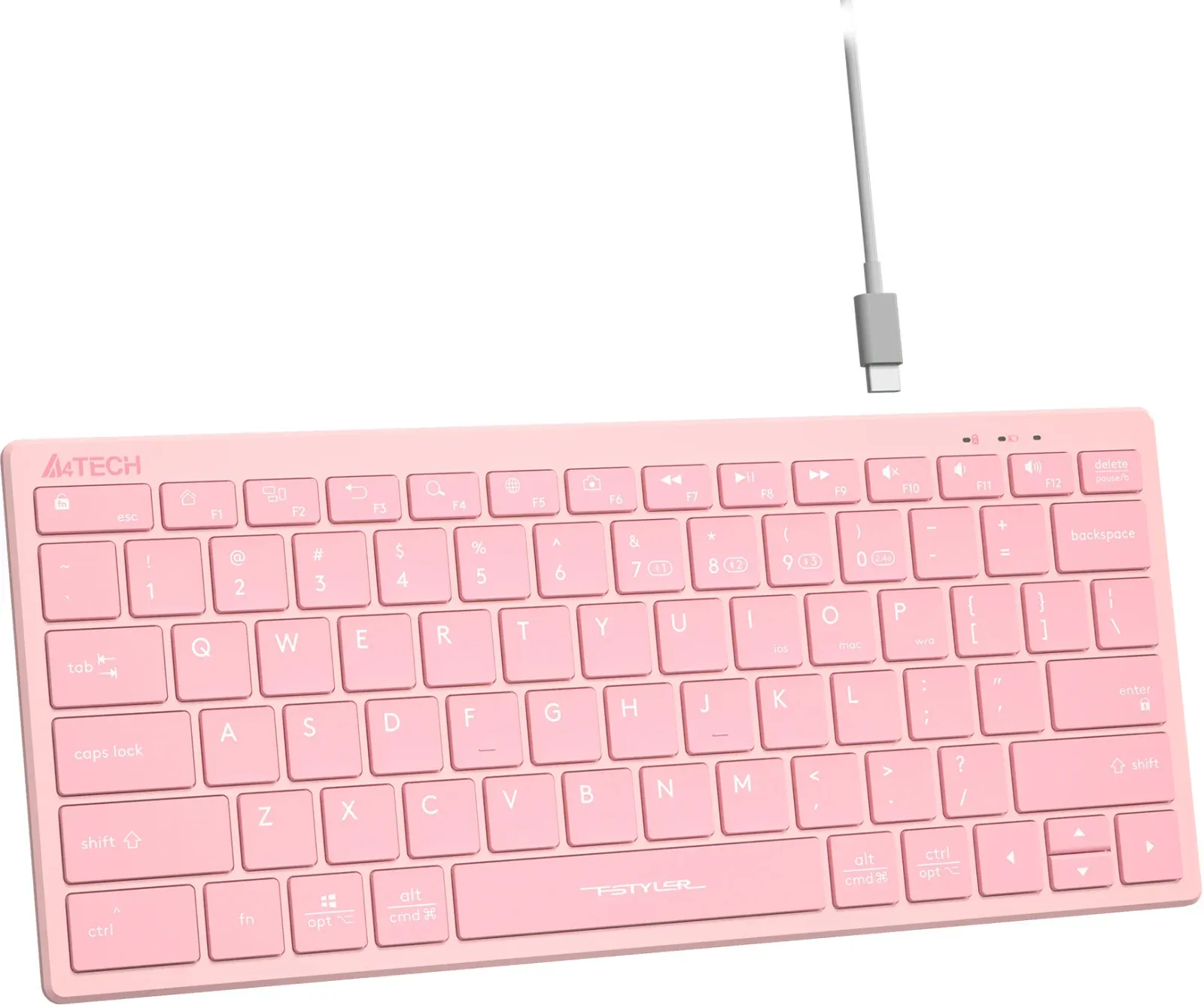 Клавиатура A4Tech FBX51C розовый USB беспроводная BT/Radio slim Multimedia FBX51C PINK - фото 4