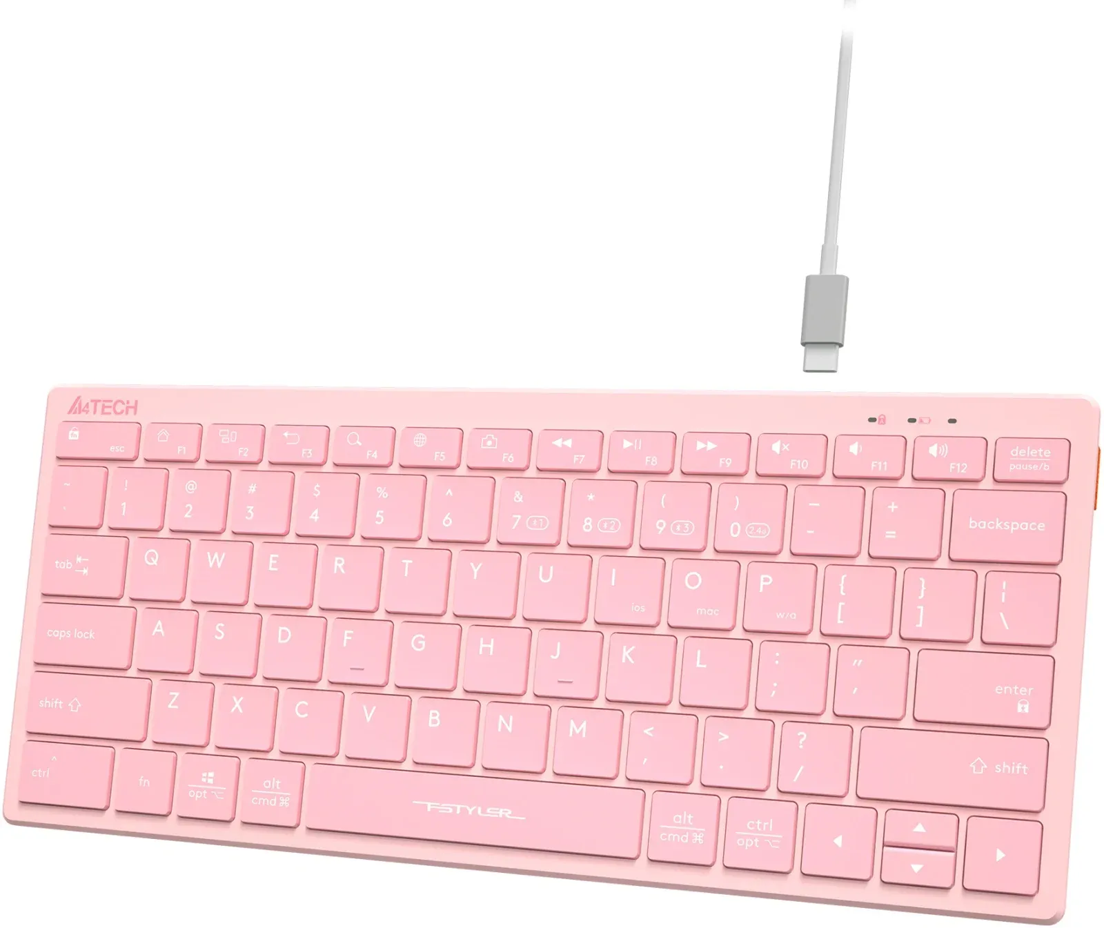 Клавиатура A4Tech FBX51C розовый USB беспроводная BT/Radio slim Multimedia FBX51C PINK - фото 5