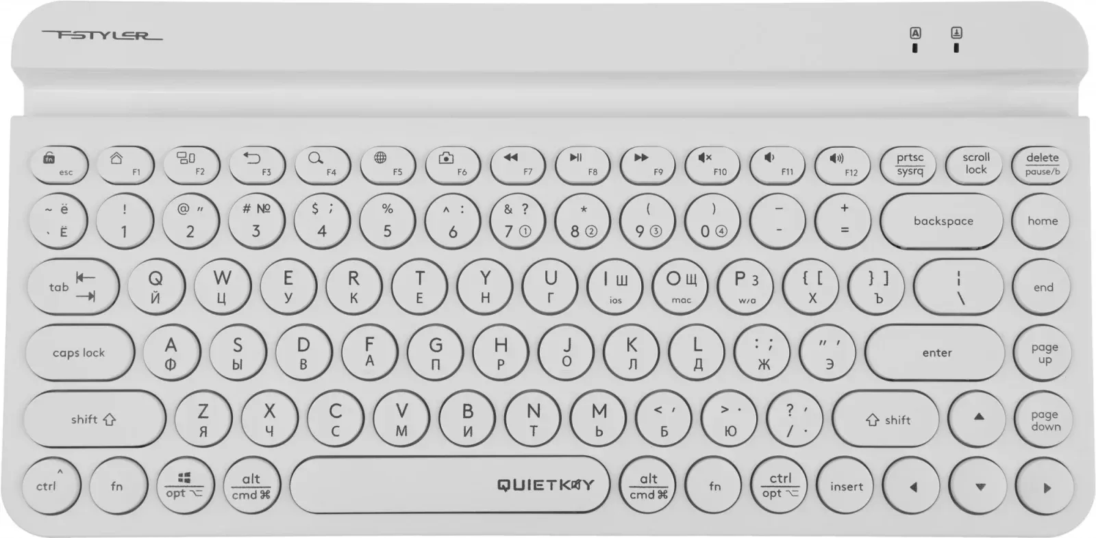 Клавиатура A4Tech FBK30 белый USB беспроводная BT/Radio slim Multimedia FBK30 WHITE - фото 1