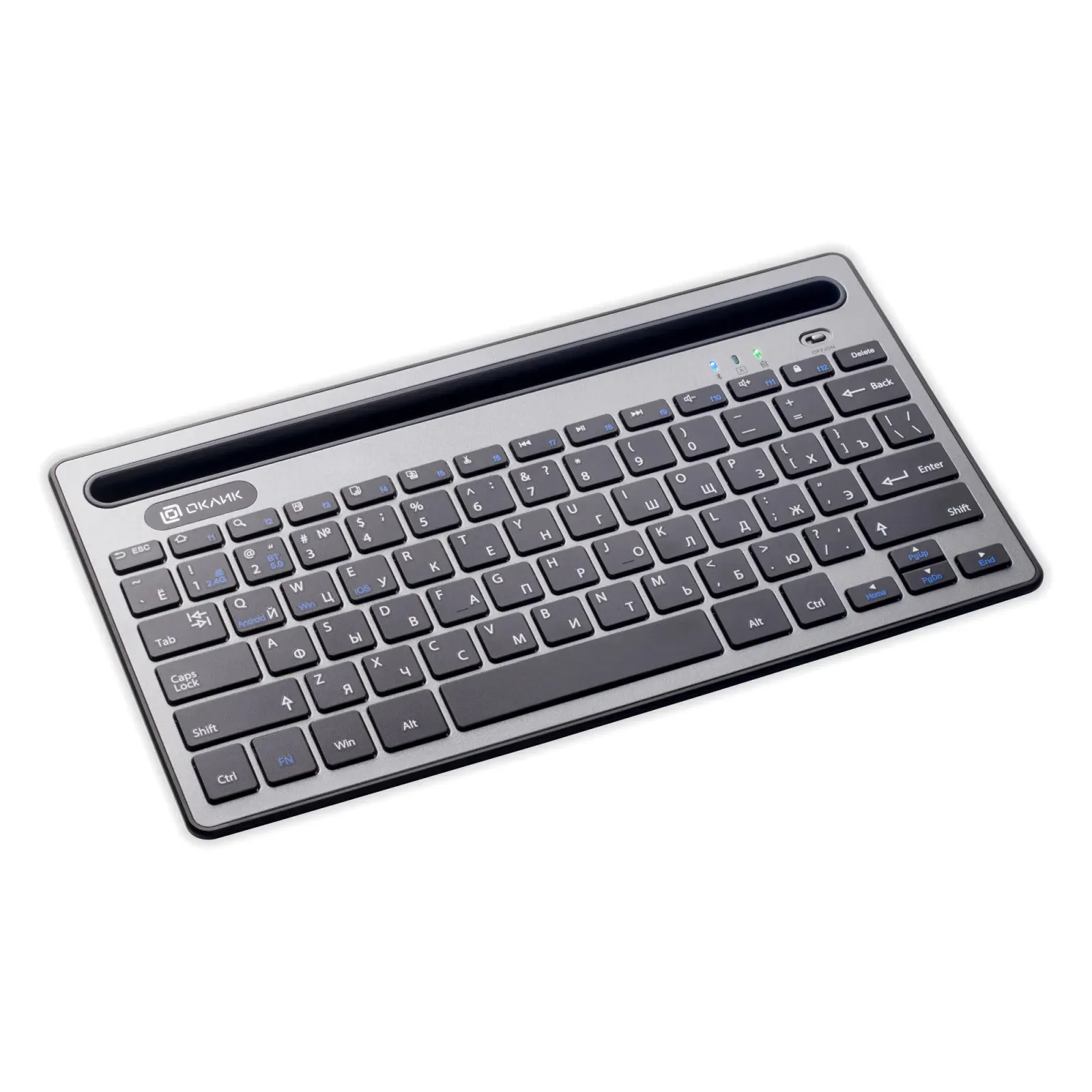Клавиатура Оклик 845M серый/черный USB беспроводная BT/Radio slim Multimedia 1680661 - фото 3