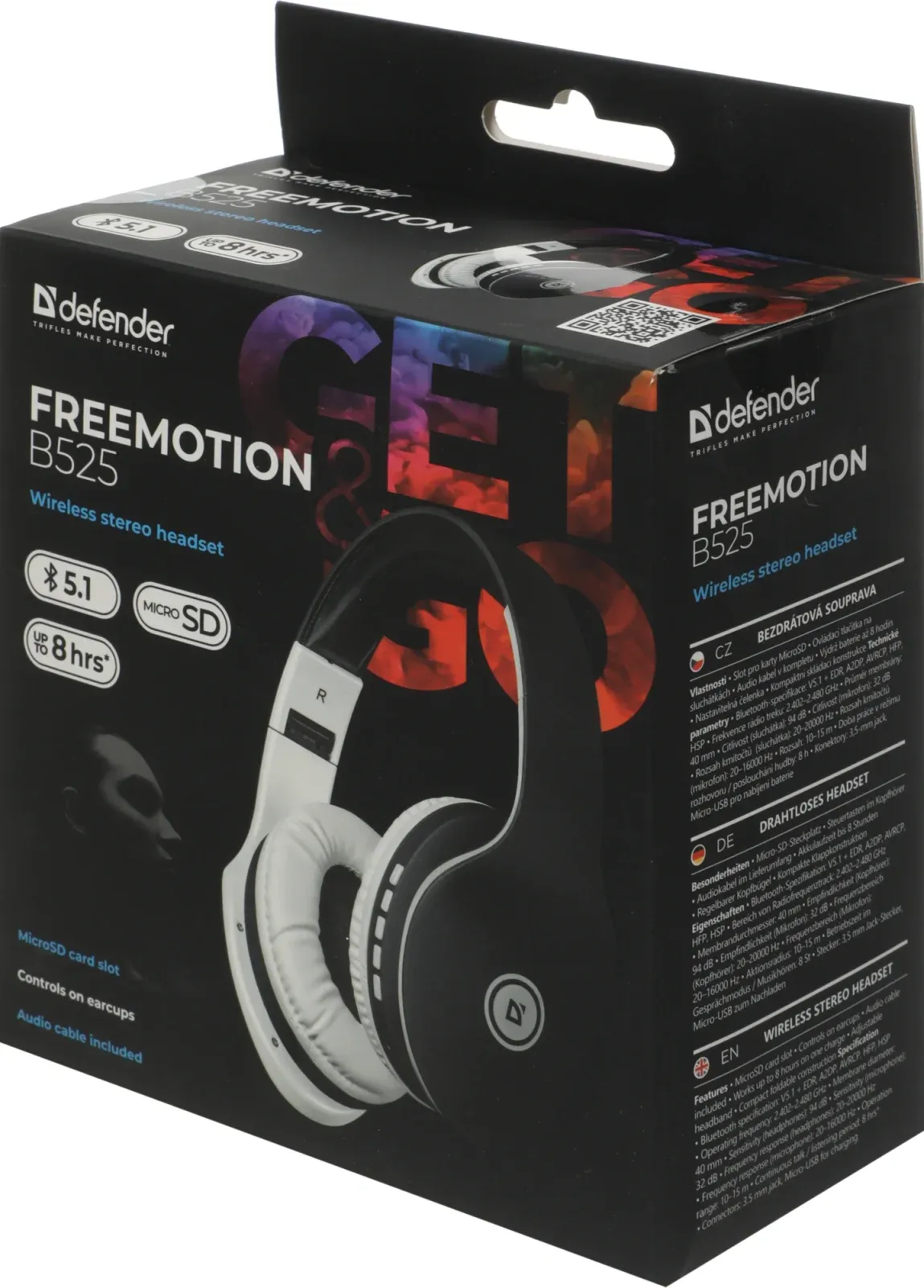 Наушники с микрофоном Defender FreeMotion B525 черный/белый накладные BT оголовье 63525 - фото 5