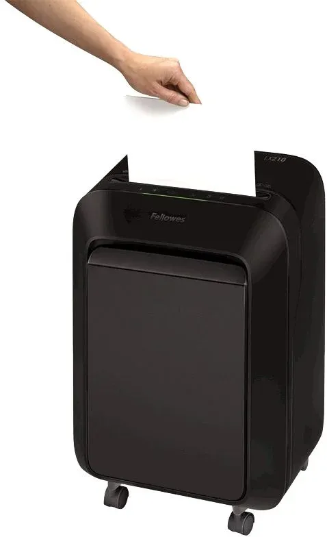 Шредер Fellowes PowerShred LX210 черный секр.P-4 фрагменты 16лист. 23лтр. скрепки скобы пл.карты - фото 2