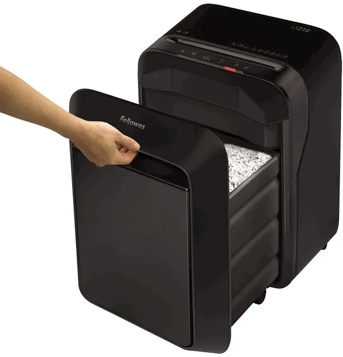 Шредер Fellowes PowerShred LX210 черный секр.P-4 фрагменты 16лист. 23лтр. скрепки скобы пл.карты - фото 5