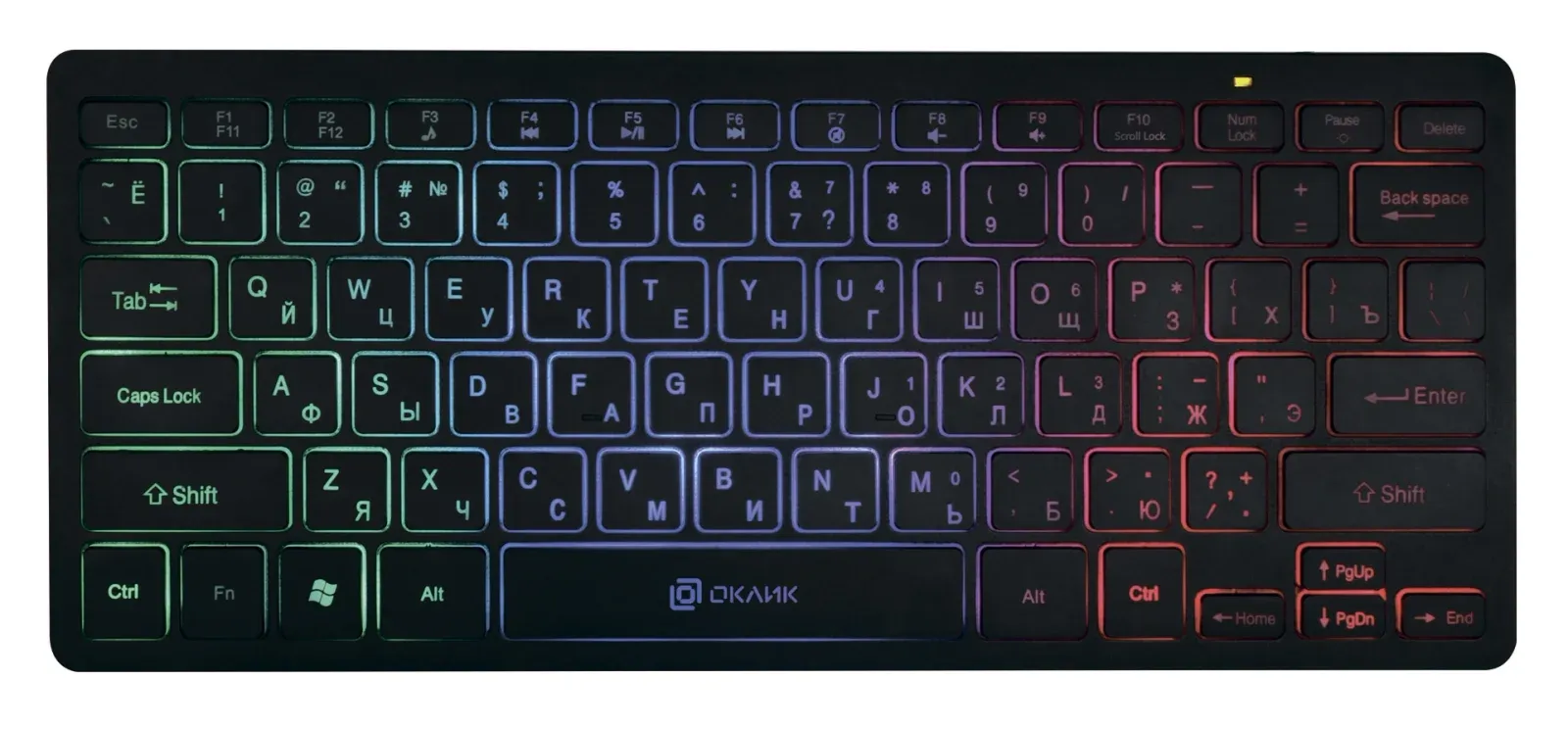 Клавиатура Оклик 300S черный USB slim LED 1696461 кабель 1.6м