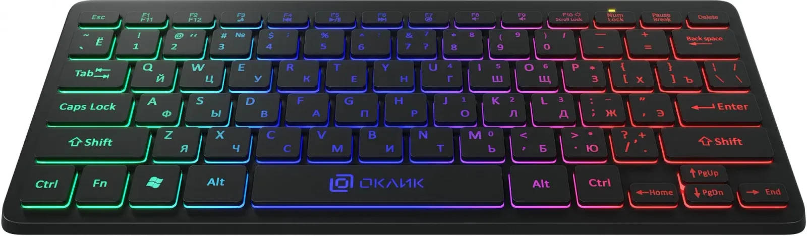 Клавиатура Оклик 300S черный USB slim LED 1696461 кабель 1.6м - фото 4