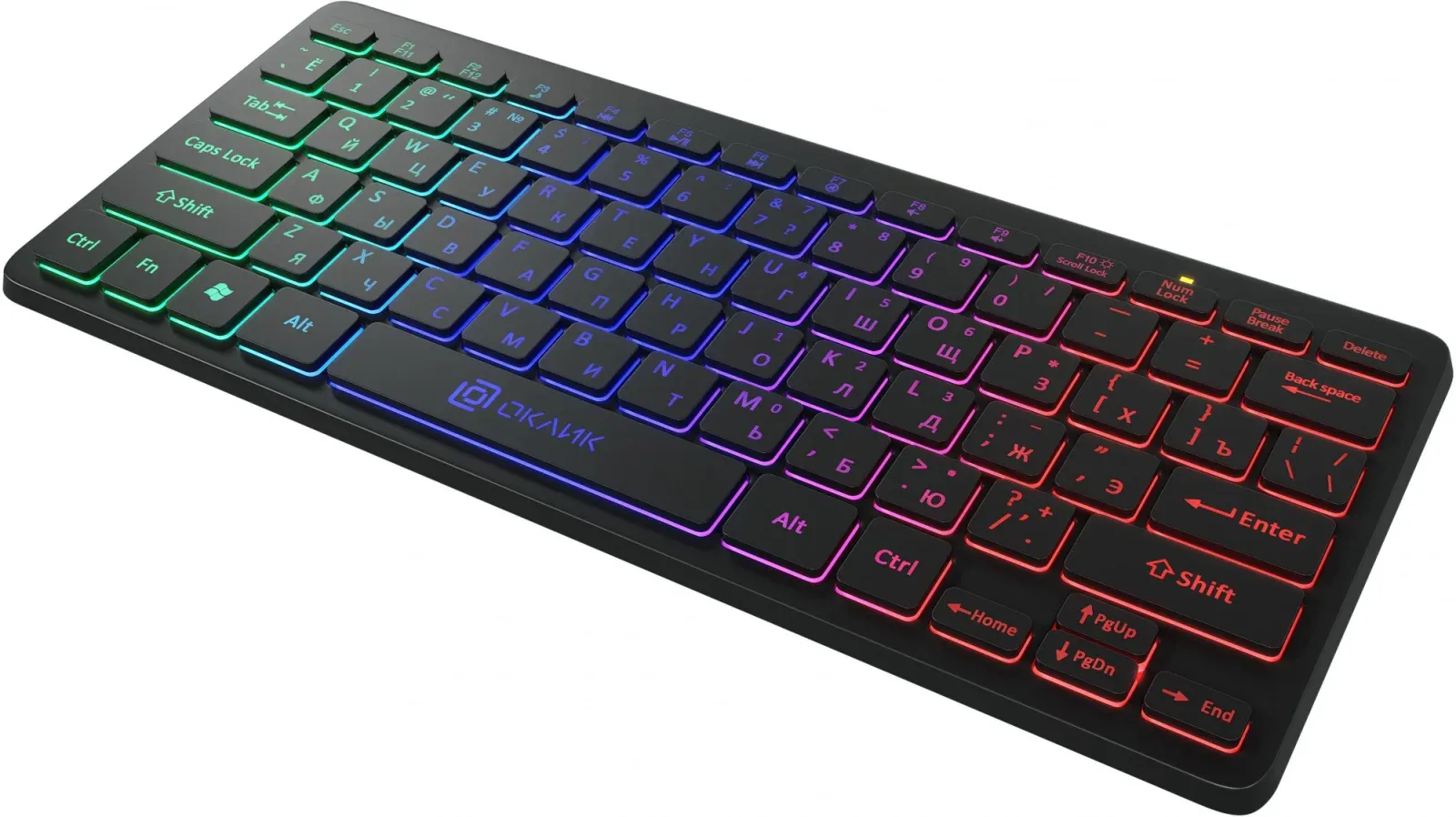 Клавиатура Оклик 300S черный USB slim LED 1696461 кабель 1.6м - фото 6