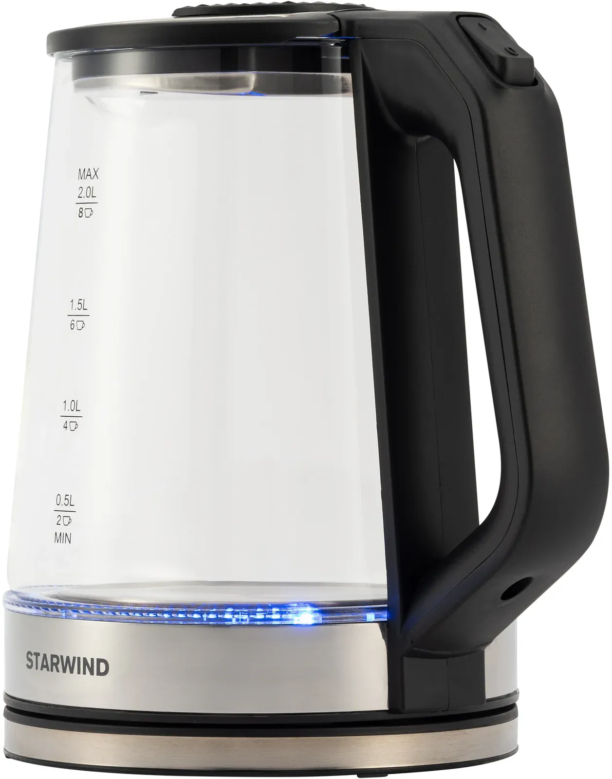 Чайник электрический Starwind SKG5778 2л. 2000Вт черный/прозрачный корпус: стекло - фото 4