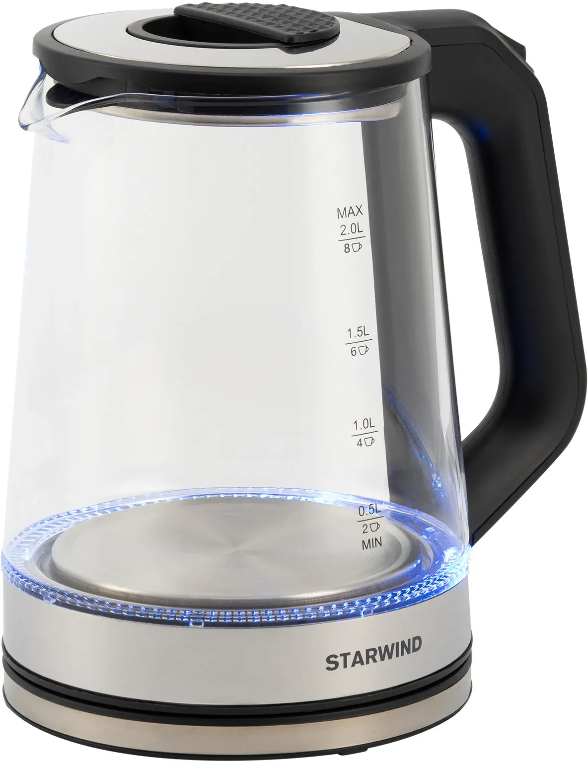Чайник электрический Starwind SKG5778 2л. 2000Вт черный/прозрачный корпус: стекло - фото 7