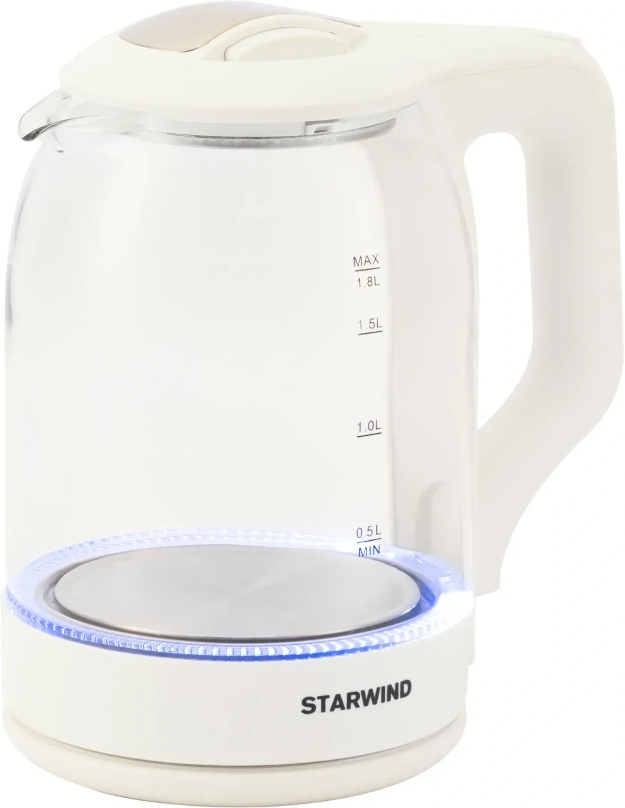 Чайник электрический Starwind SKG1056 1.8л. 2000Вт белый/прозрачный корпус: стекло - фото 4