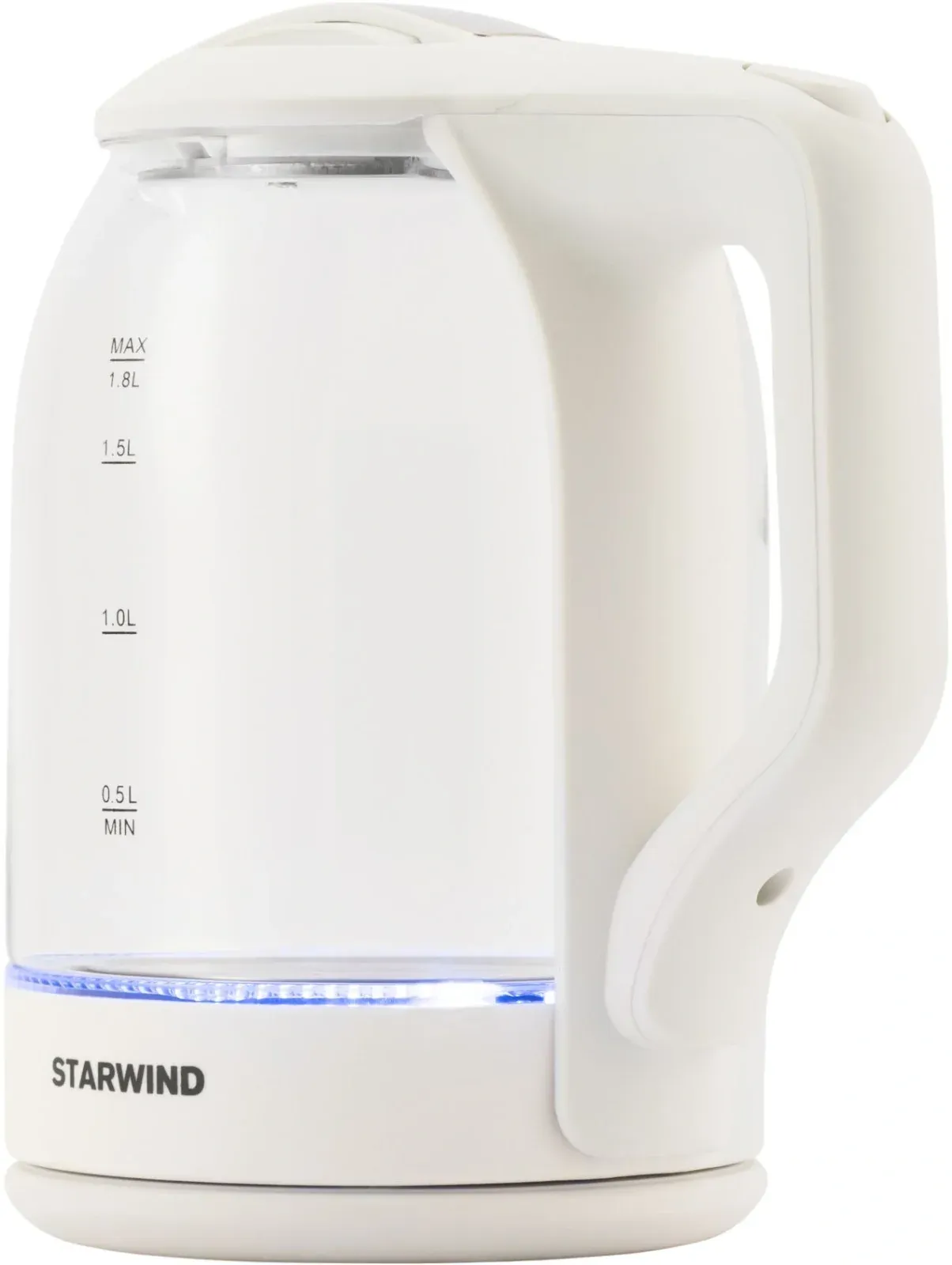 Чайник электрический Starwind SKG1056 1.8л. 2000Вт белый/прозрачный корпус: стекло - фото 7
