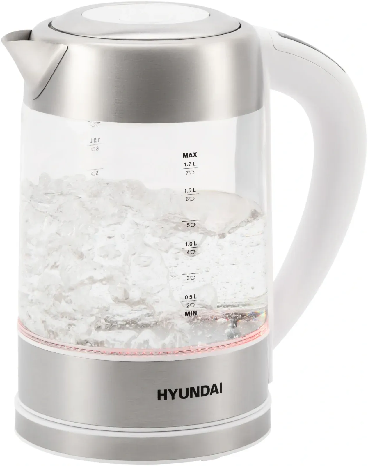 Чайник электрический Hyundai HYK-S5807 1.7л. 2200Вт белый/серебристый корпус: стекло/металл - фото 6