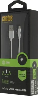 Кабель Cactus CS-USB.A.USB.MICRO-1 USB m-micro USB m 1м белый блистер - фото 6