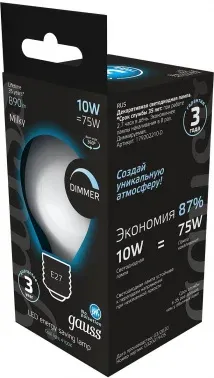 Лампа светодиодная Gauss Filament 179202210-D 10Вт цок.:E27 груша 220B св.свеч.бел.нейт. упак.:1шт - фото 8