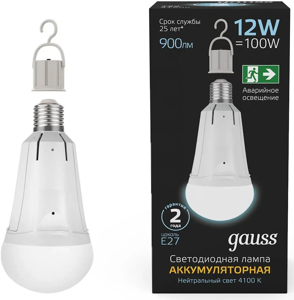 Лампа светодиодная Gauss 102002212 12Вт цок.:E27 груша 220B св.свеч.бел.нейт. упак.:1шт - фото 2