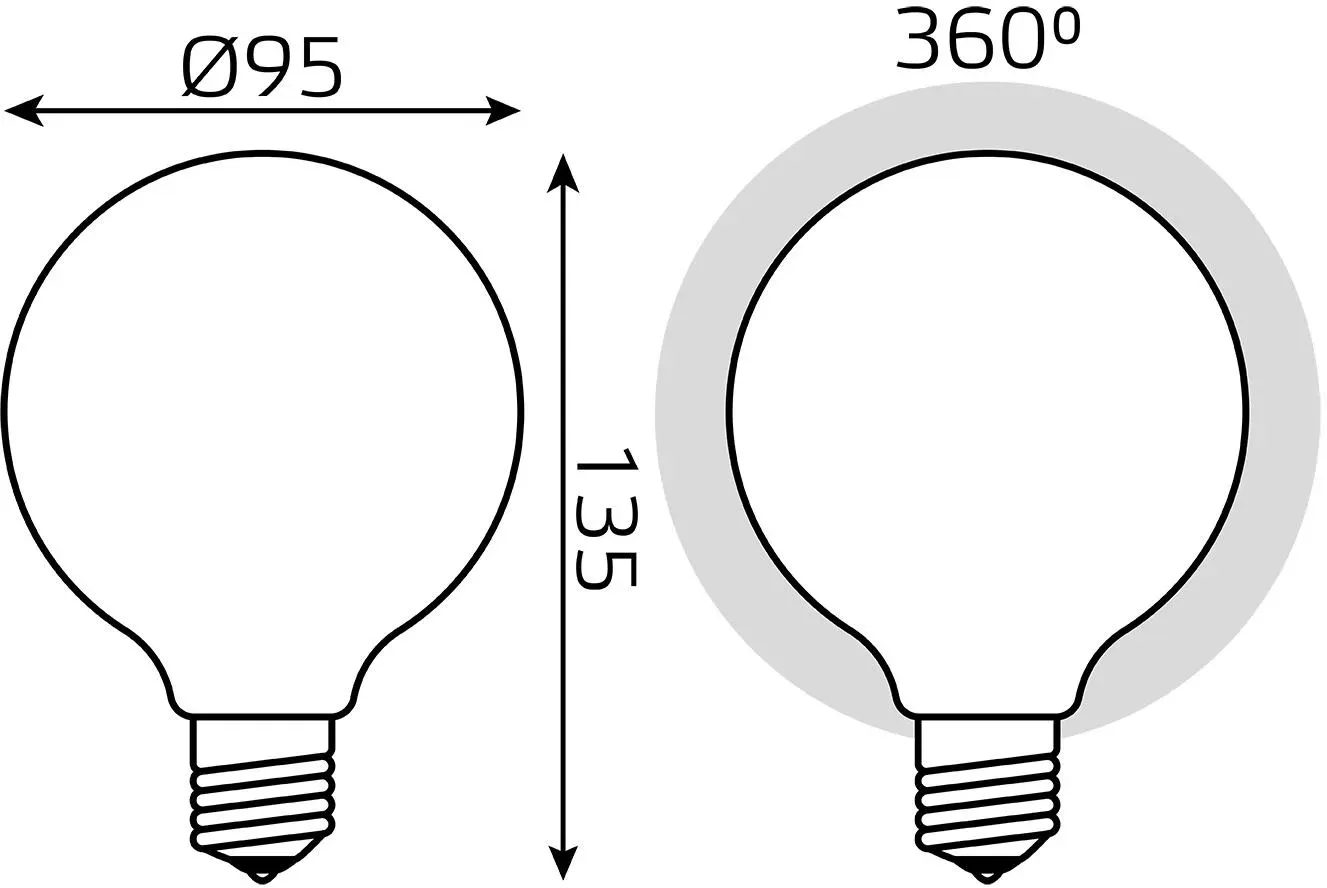 Лампа светодиодная Gauss Filament 189202110 10Вт цок.:E27 шар 220B св.свеч.бел.теп. упак.:1шт - фото 2