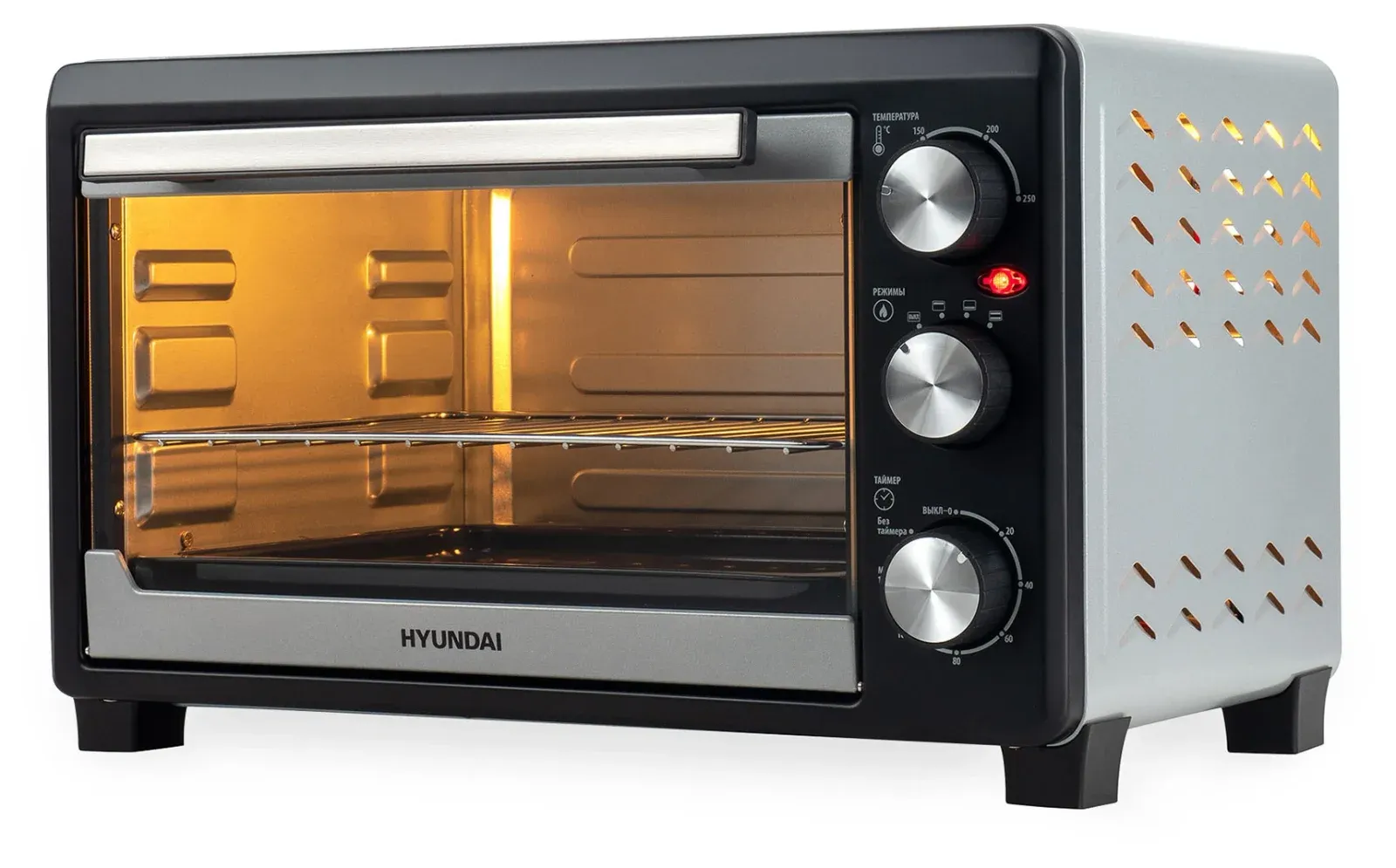 Мини-печь Hyundai MIO-HY072 23л. 1500Вт серебристый/черный, 23 л - фото 3