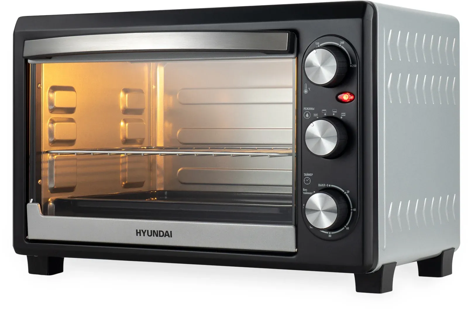 Мини-печь Hyundai MIO-HY073 26л. 1500Вт серебристый/черный, 26 л - фото 3
