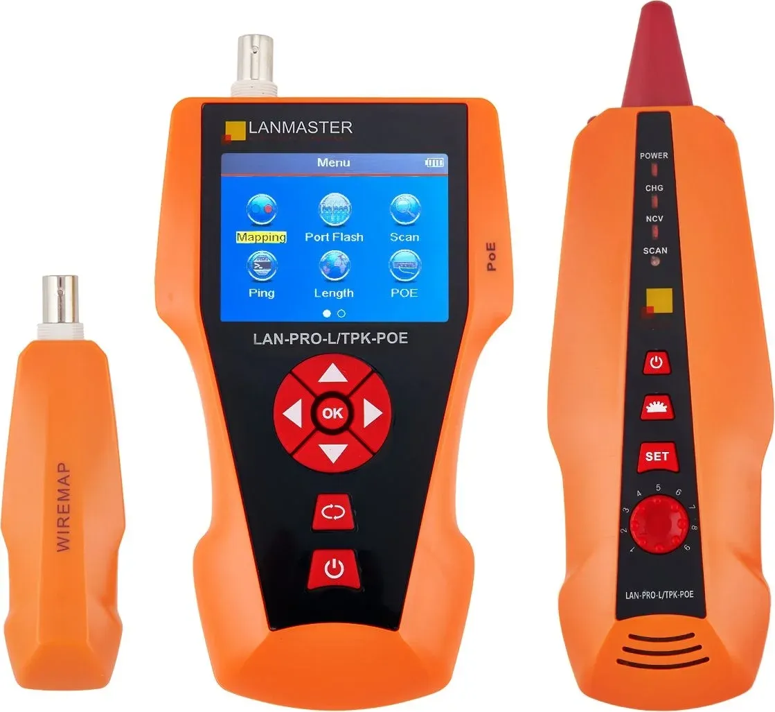 Тестер кабельный Lanmaster LAN-PRO-L/TPK-POE оранжевый/черный - фото 2