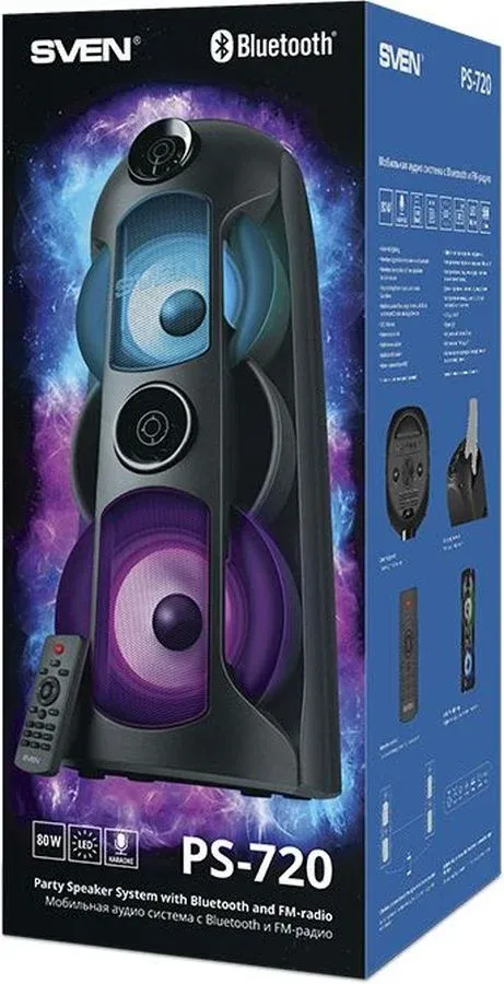 Колонка порт. Sven AC PS-720 черный 80W 1.0 BT/3.5Jack 10м 4400mAh АС PS-720 - фото 6
