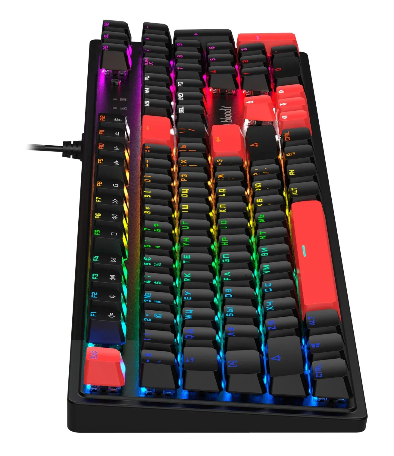 Клавиатура A4Tech S510N механическая черный USB for gamer LED S510N FIRE BLACK кабель 1.8м - фото 2