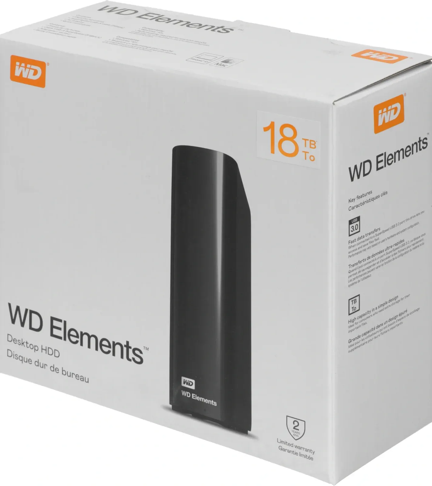 Жесткий диск WD USB3.0 18TB WDBWLG0180HBK-EESN Elements Desktop 3.5 черный - фото 3