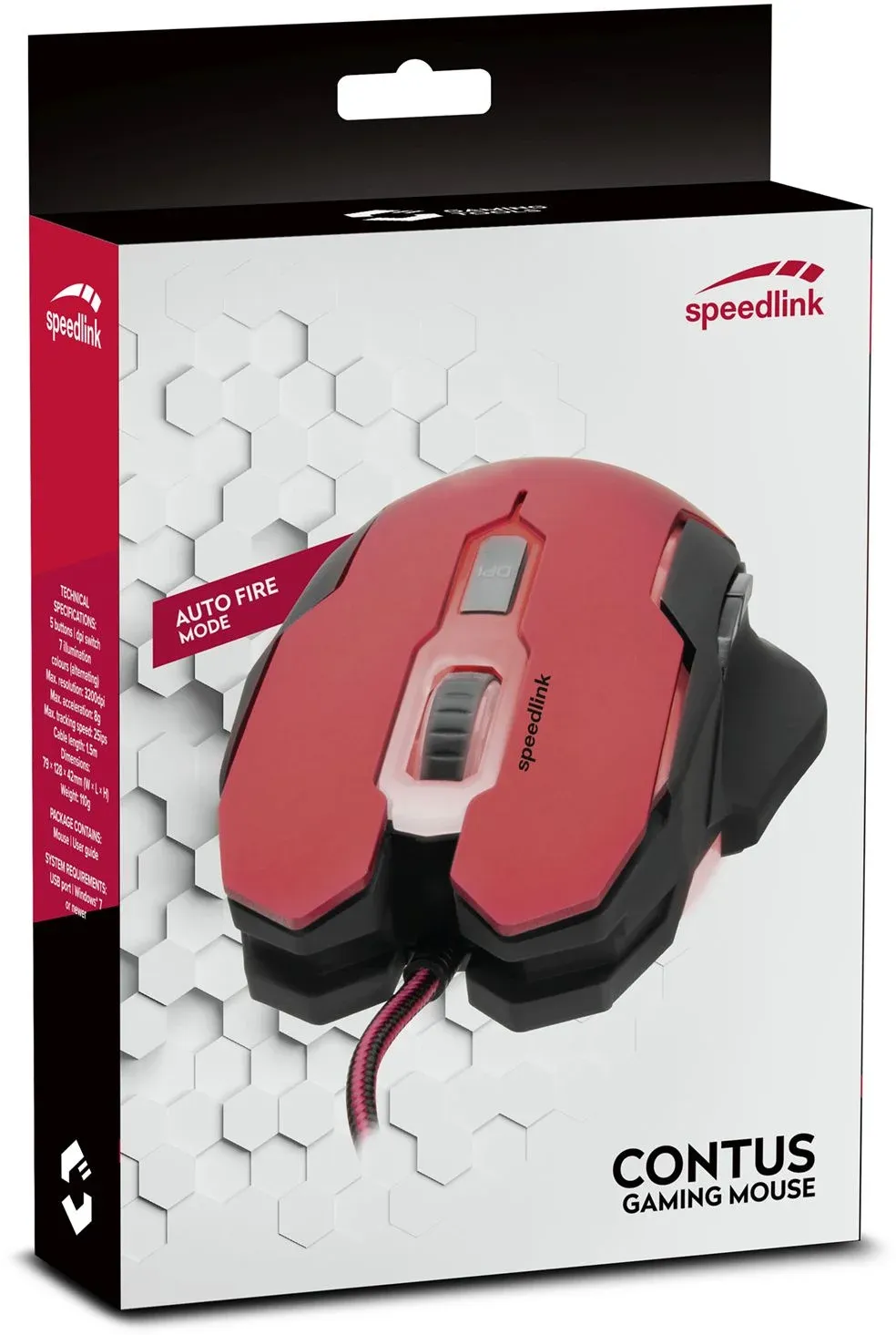Мышь Speedlink Contus Gaming красный/черный оптическая 3200dpi USB 5but SP9 - фото 4