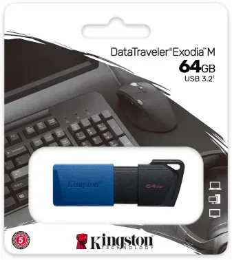 Флеш Диск Kingston 64Gb DataTraveler Exodia M DTXM/64GB USB3.0 черный/синий, 64 ГБ - фото 4